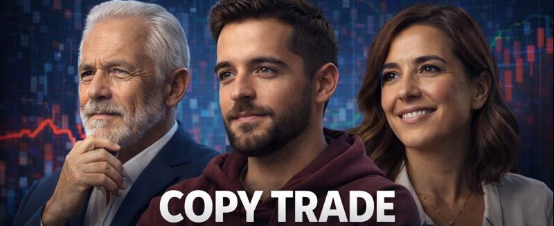 Três pessoas de idades diferentes representando que o copy trade pode ser aprendido em qualquer fase da vida financeira.